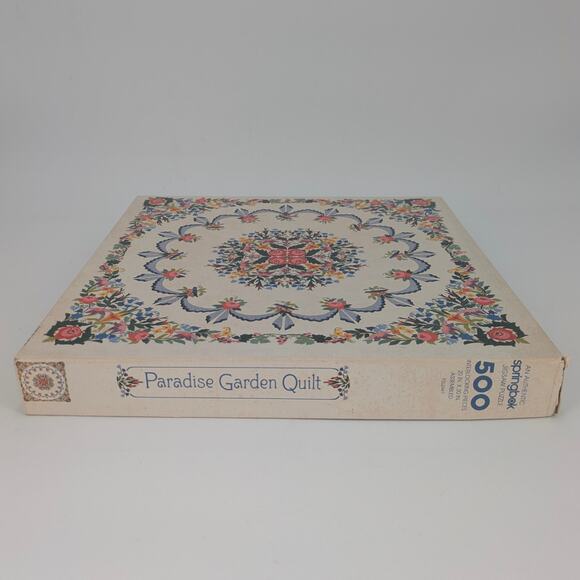VTG Hallmark Quilt Square Puzzle Springbok Paradise Garden 500 Piece Jigsaw - Picture 5 of 11
